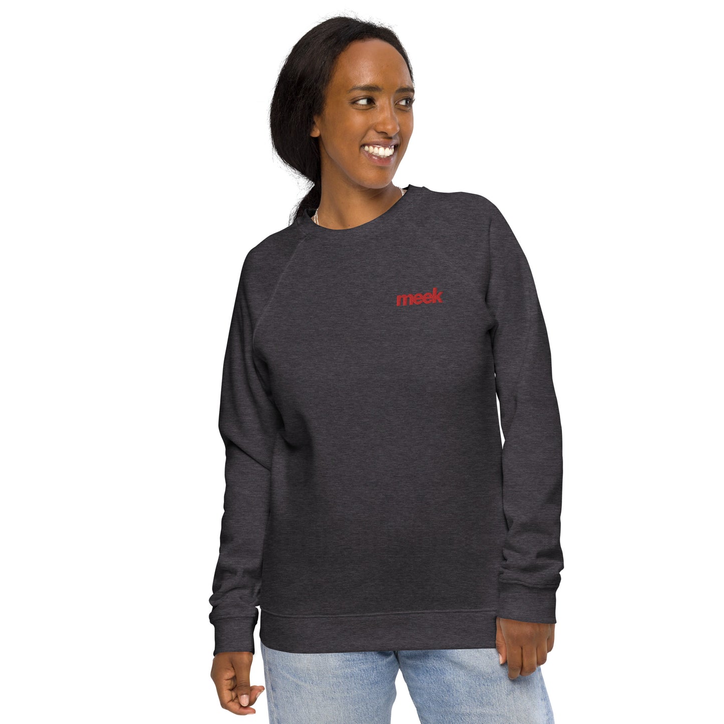 Meek Unisex Organic Raglan Sweatshirt