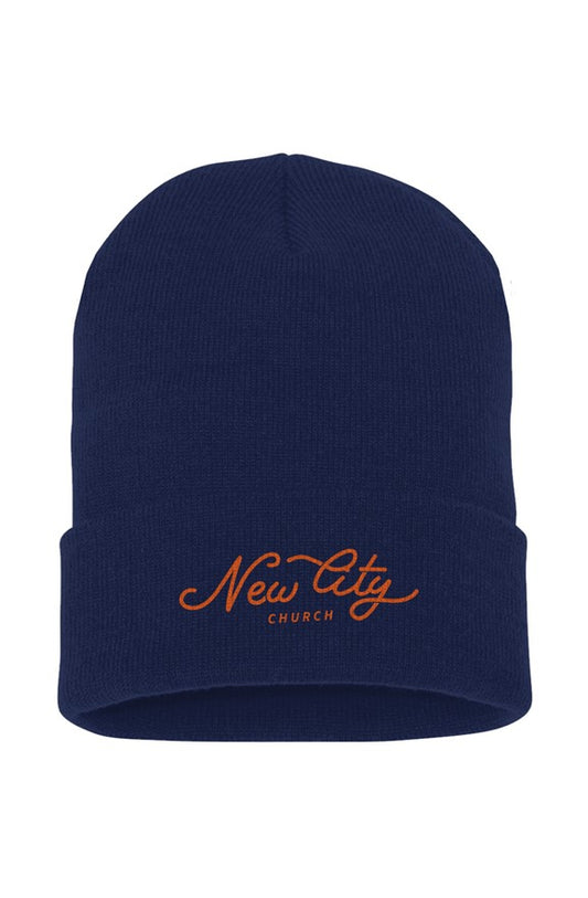 New City Orange &amp;amp; Blue Cuffed Beanie