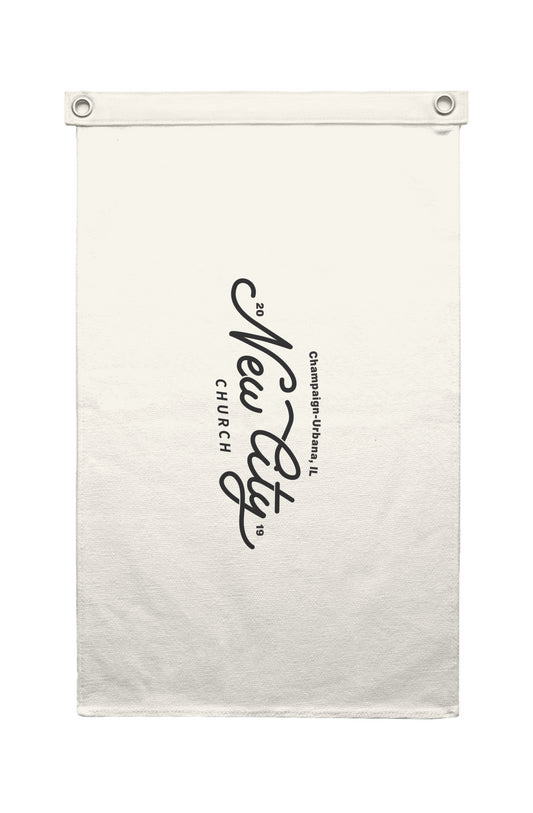 New City Black & White Canvas Flag
