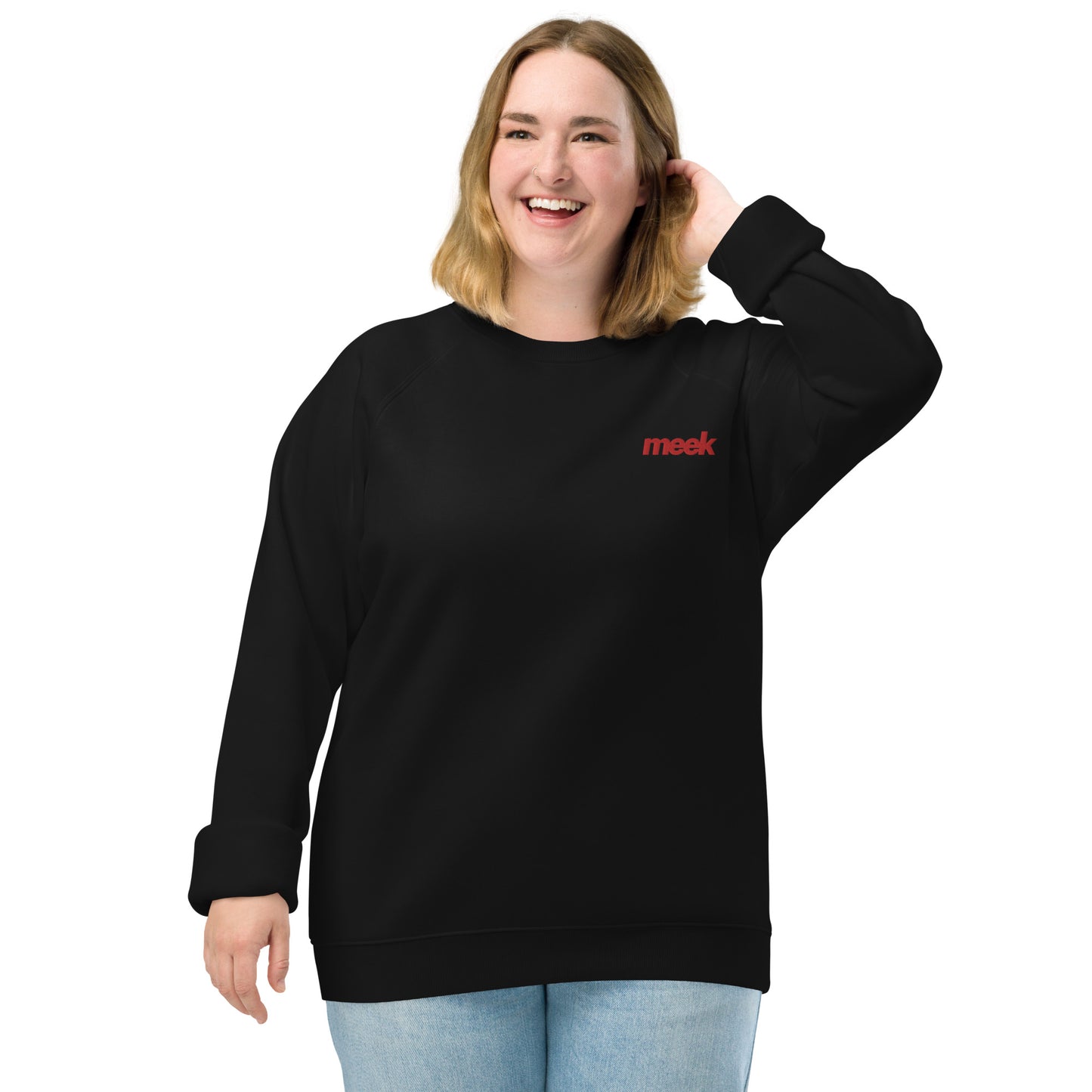 Meek Unisex Organic Raglan Sweatshirt