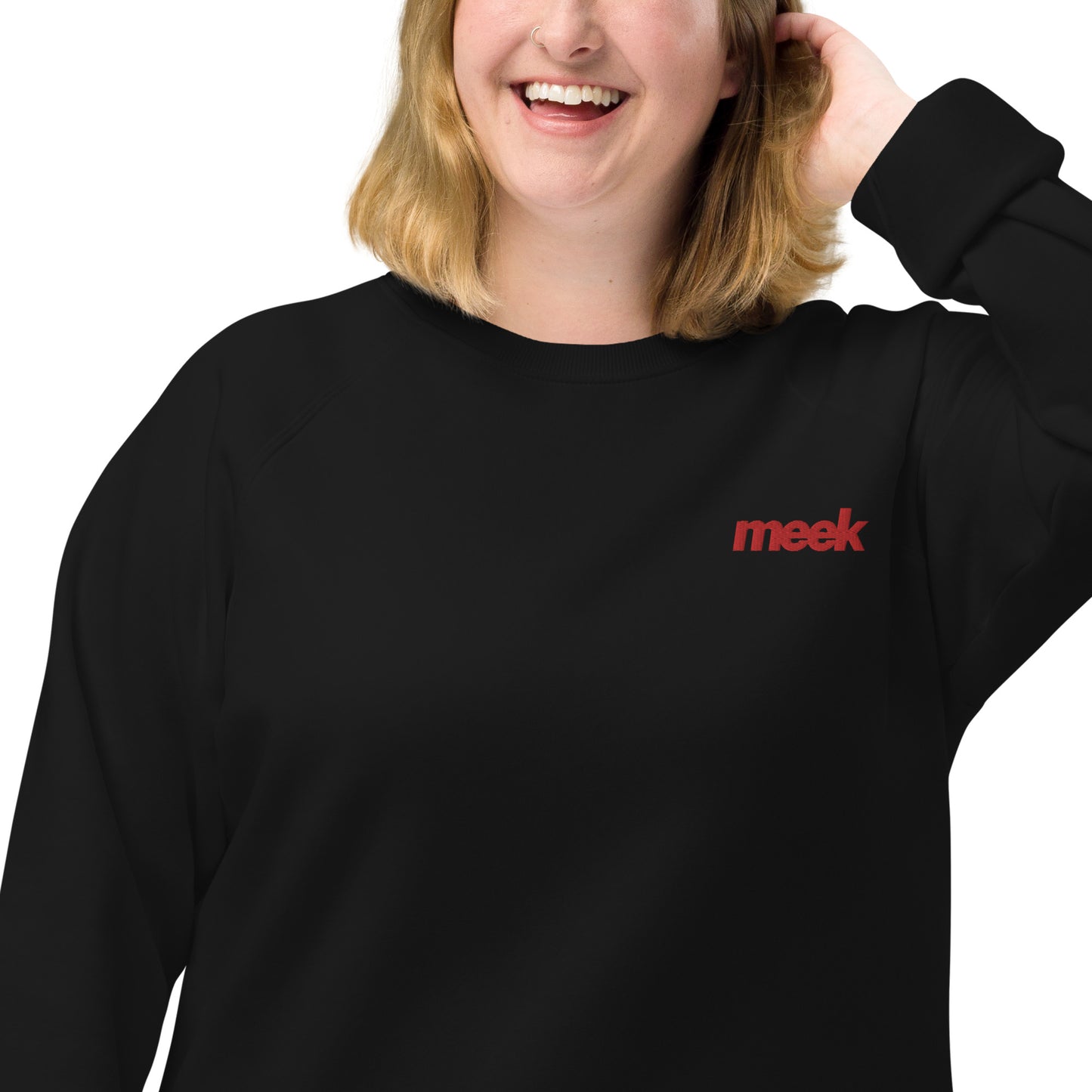 Meek Unisex Organic Raglan Sweatshirt