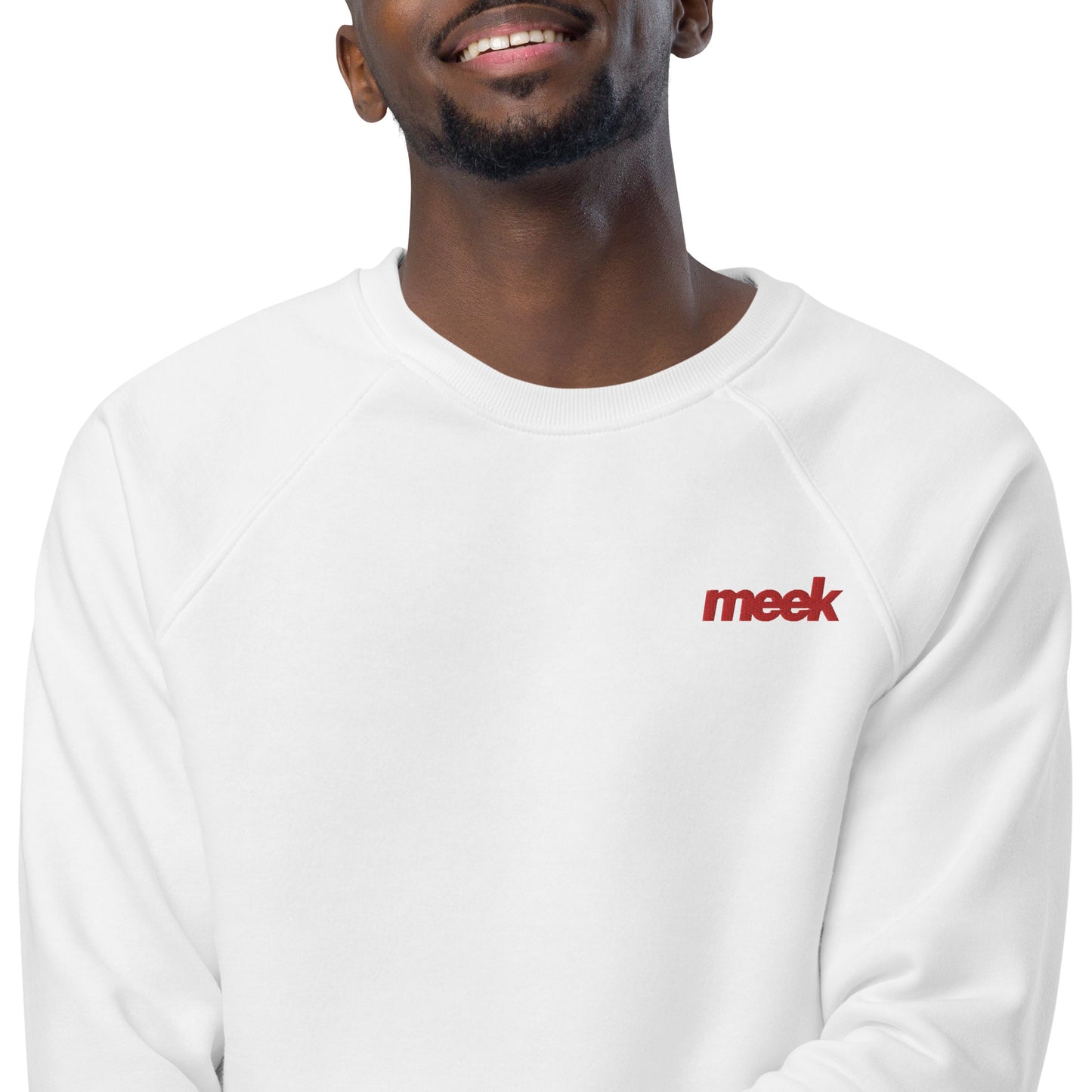 Meek Unisex Organic Raglan Sweatshirt